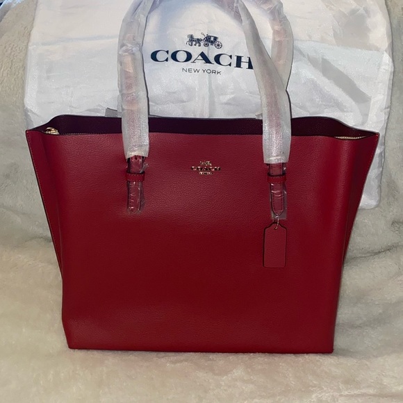 Coach Bags Flash Sale Coach Leather Mollie Tote Candy Apple Red